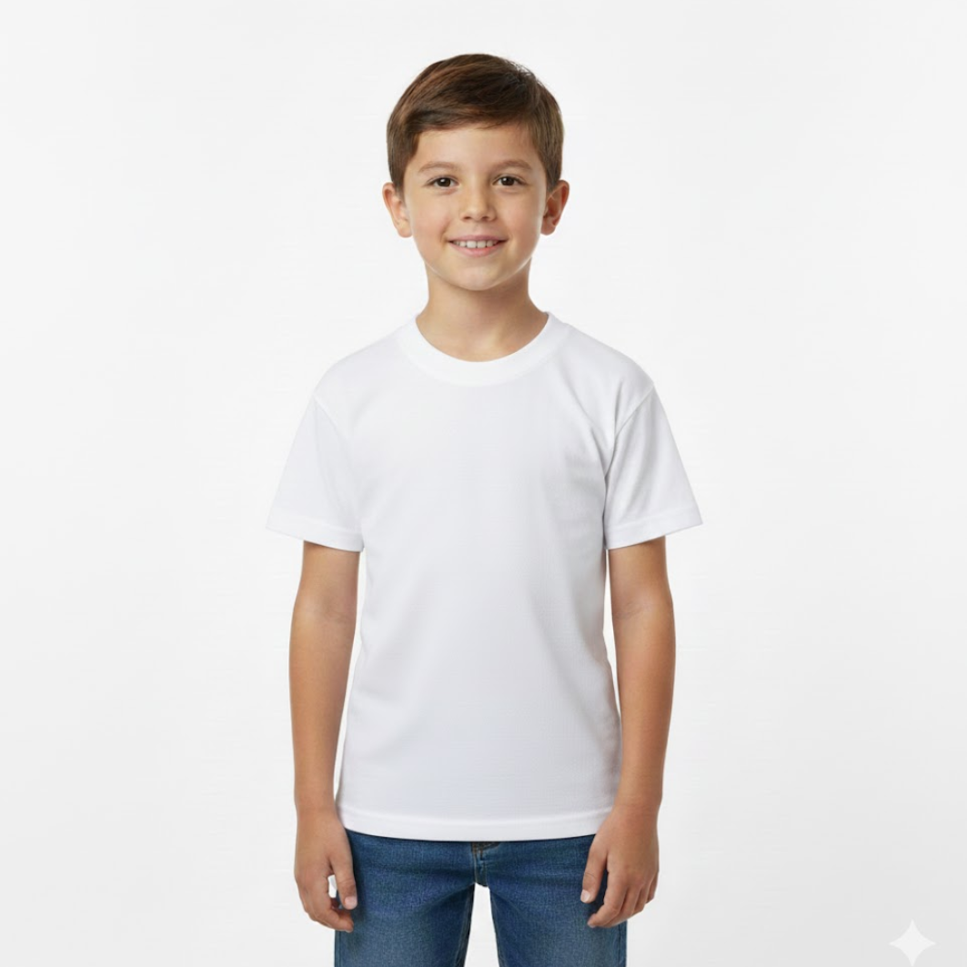 CAMISETA NIÑO  BLANCA CUELLO R