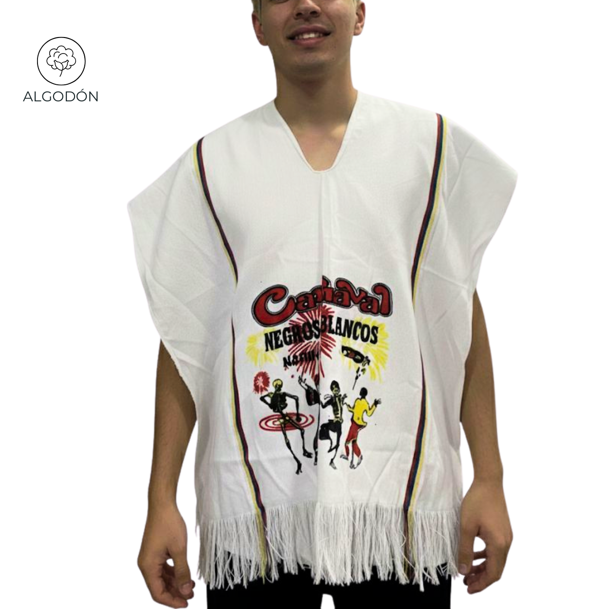 PONCHO  CARNAVAL BLANC/NEGROS
