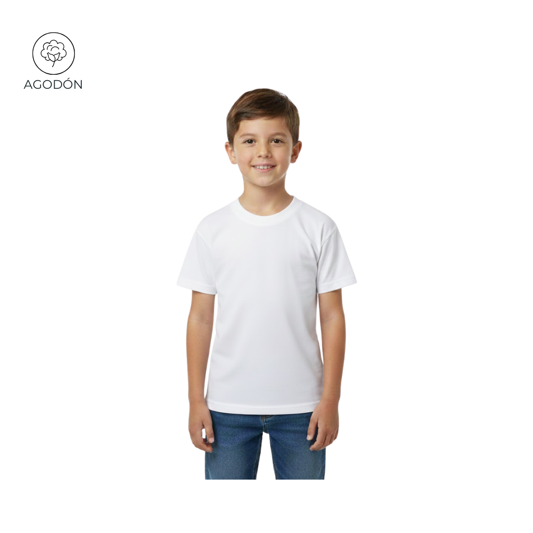 CAMISETA NIÑO  BLANCA CUELLO R