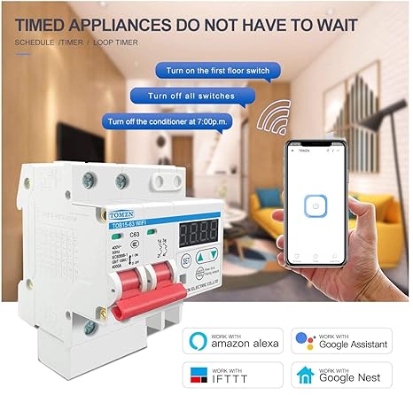 TOMZN TOB15-63 WIFI Circuit Breaker with Over and Under Voltage