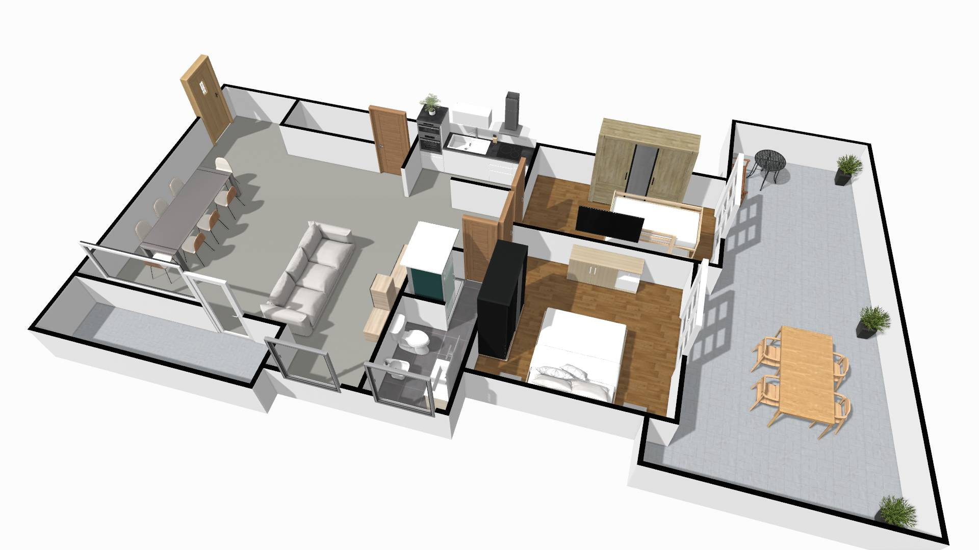 Trilocale con terrazzo di oltre 45mq, box e taverna