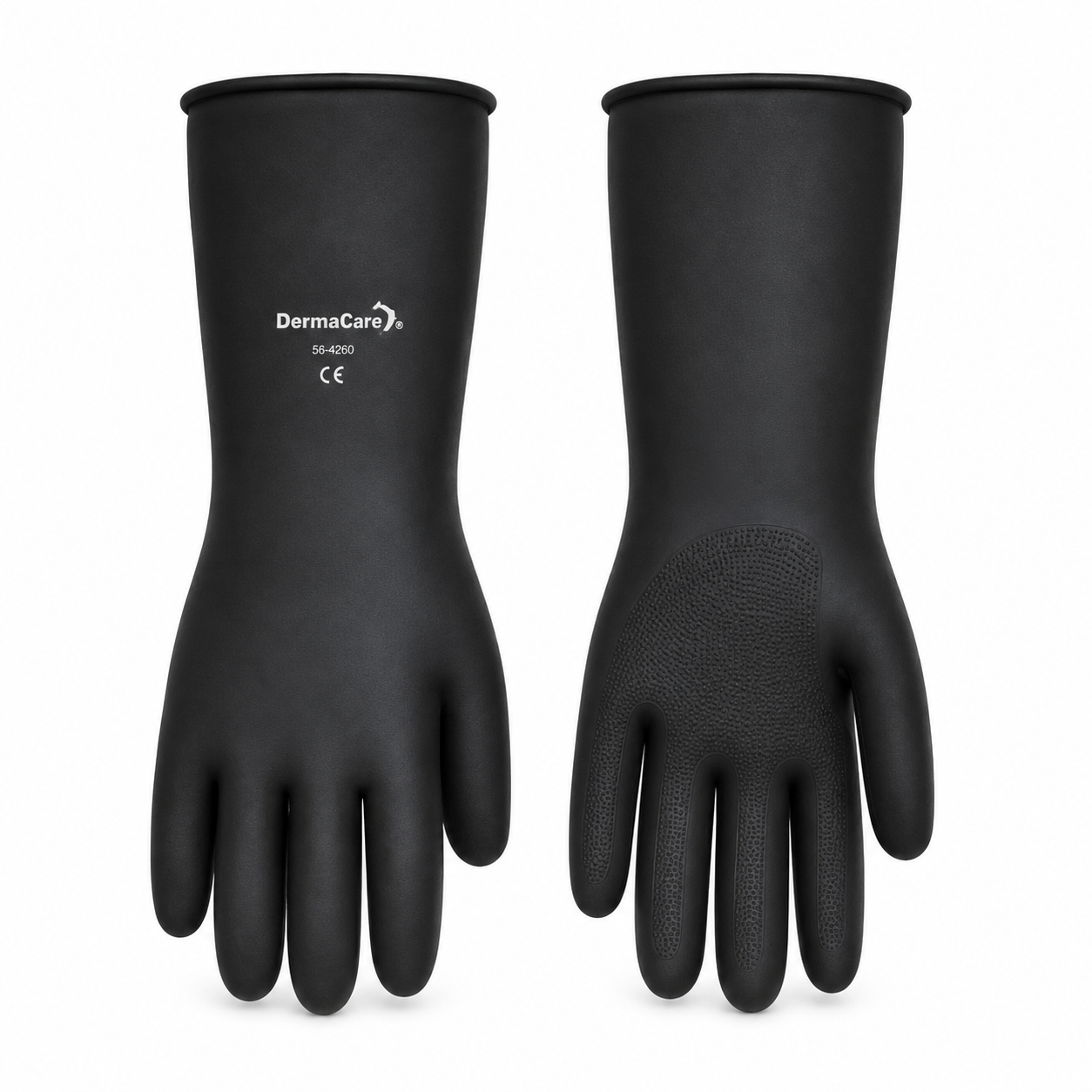 Guantes Negros de Látex DermaCare 56-450 con Puño Rolado
