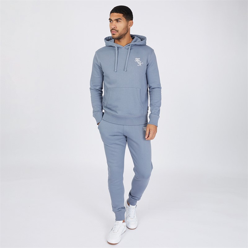 Mens Script Trousers Light Blue Melange/White