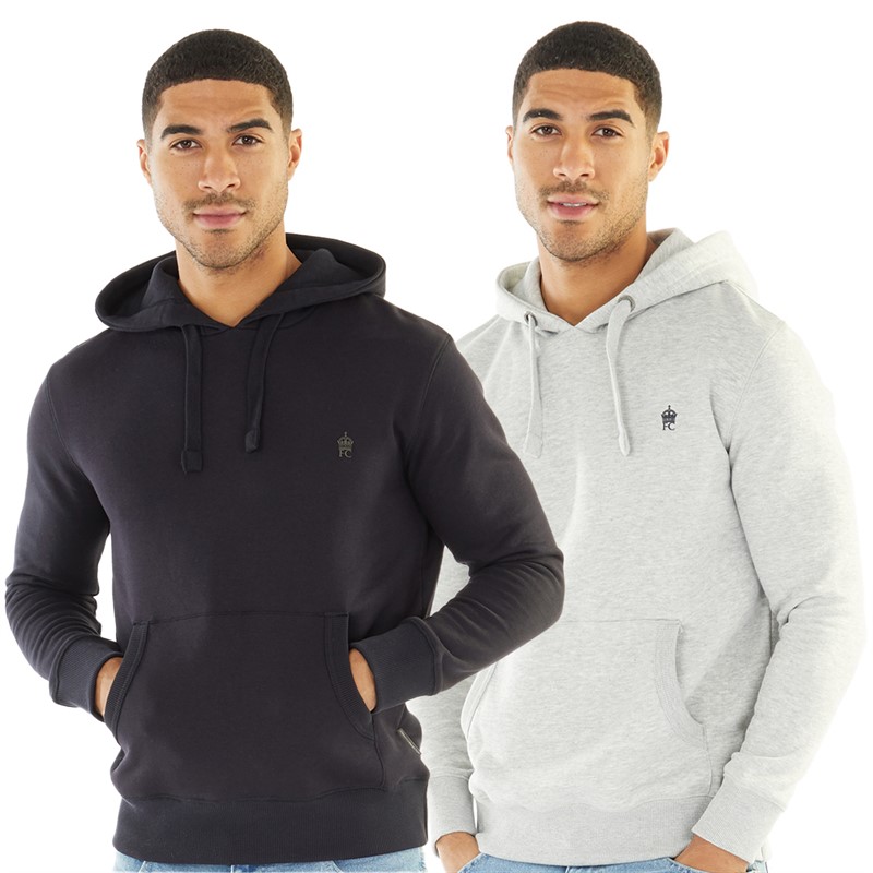 Mens Two Pack Hoodies Marine/Light Grey Melange