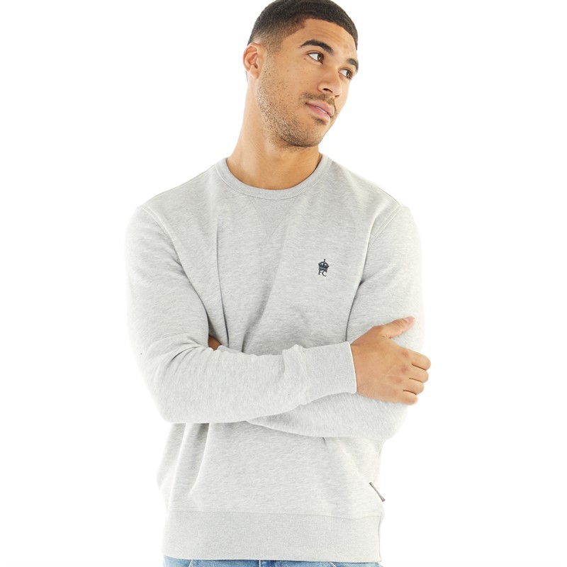 French Connection Mens Crew Neck Sweatshirt Light Grey Melange
