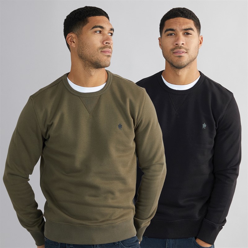 Mens FC Crew Two Pack Sweatshirts Multi 2 - Black/ Khaki