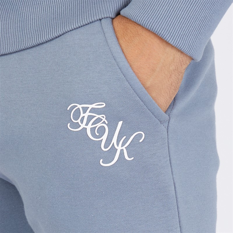 Mens Script Trousers Light Blue Melange/White