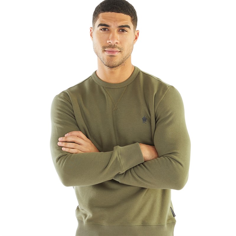 Mens Crew Neck Sweatshirt Khaki