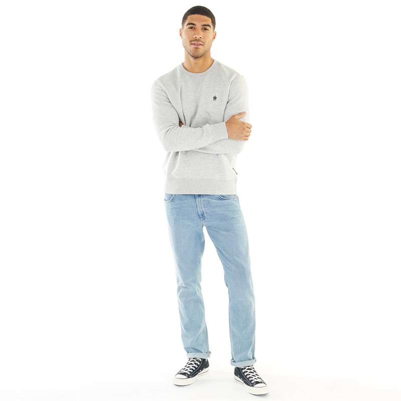French Connection Mens Crew Neck Sweatshirt Light Grey Melange