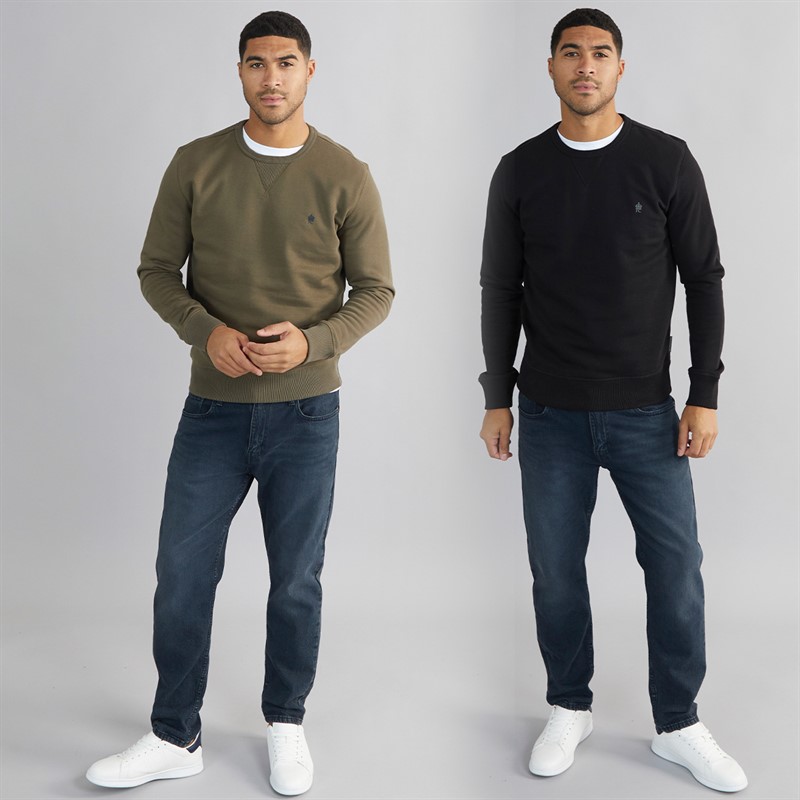 Mens FC Crew Two Pack Sweatshirts Multi 2 - Black/ Khaki