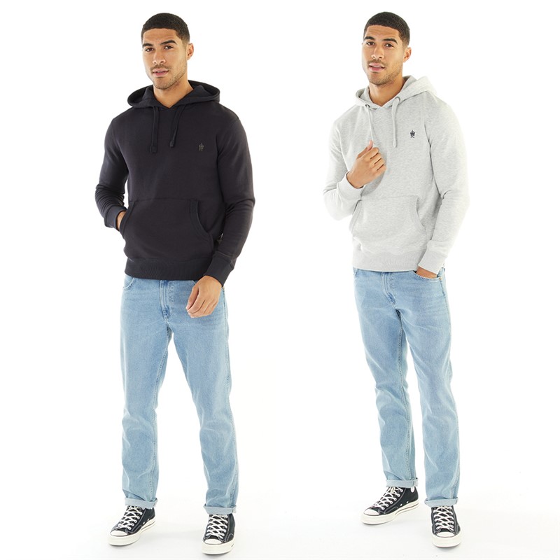 Mens Two Pack Hoodies Marine/Light Grey Melange