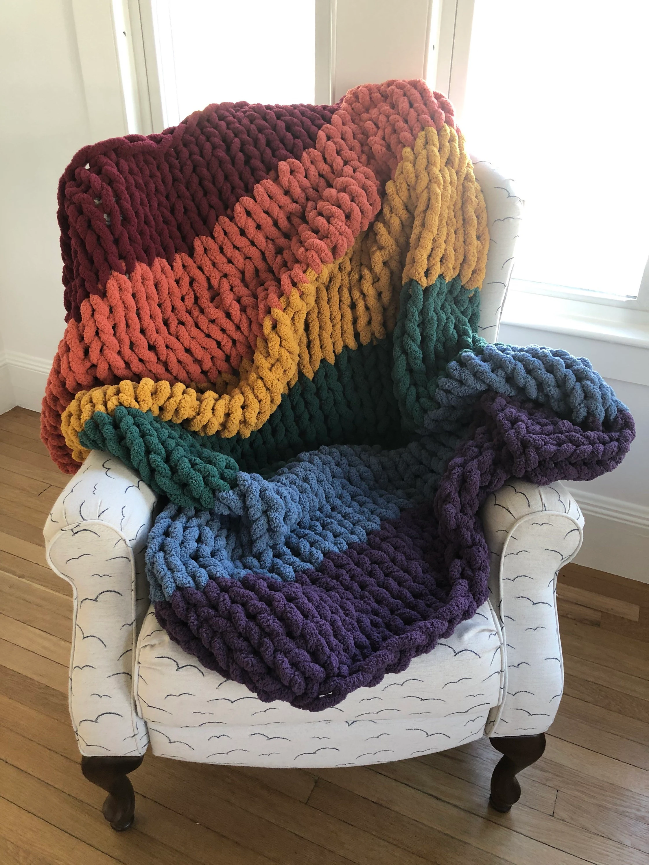 Handmade Chunky Rainbow Blanket