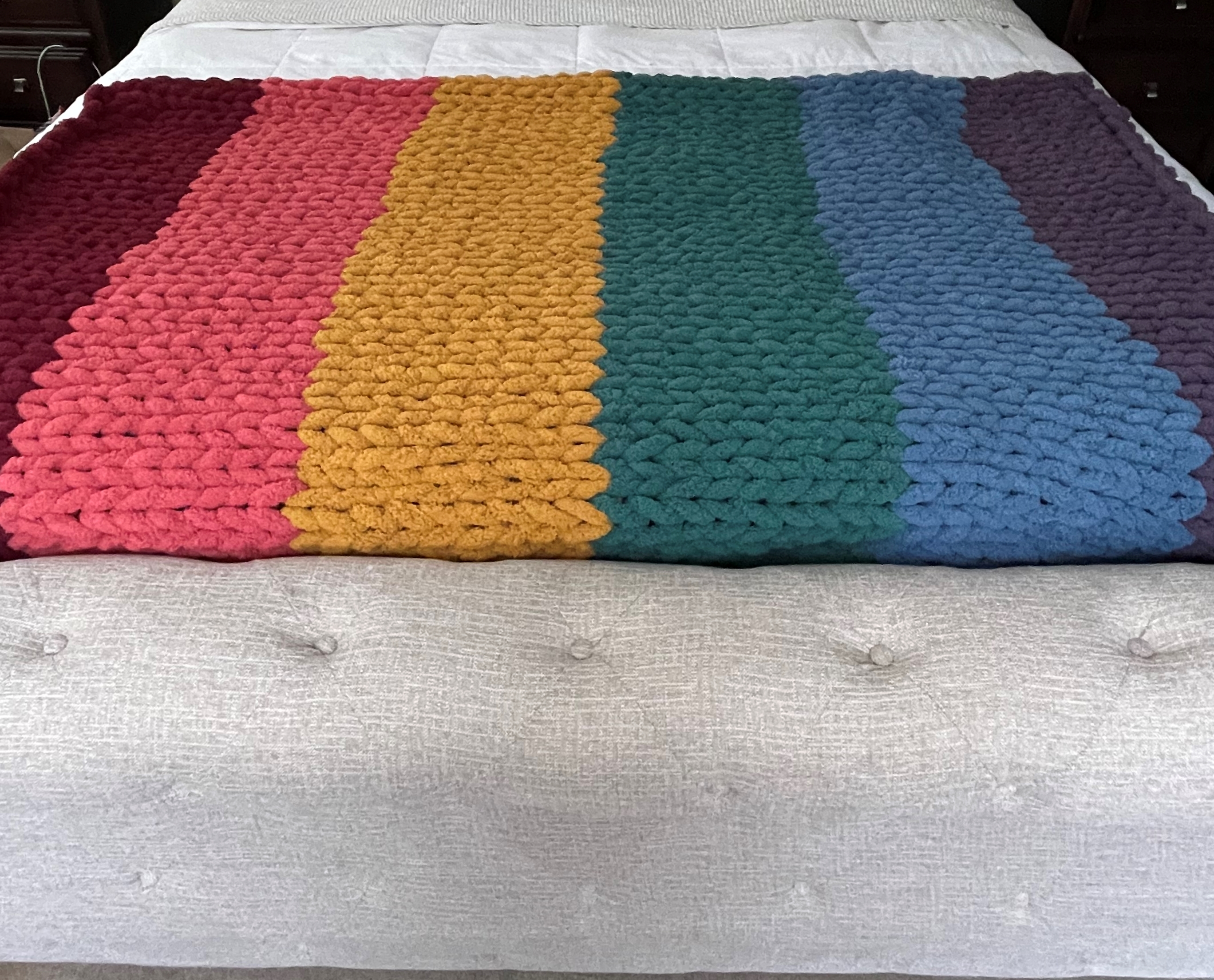 Handmade Chunky Rainbow Blanket