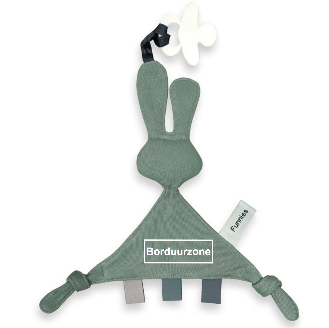 Gepersonaliseerd fopspeendoekje - Konijn saliegroen