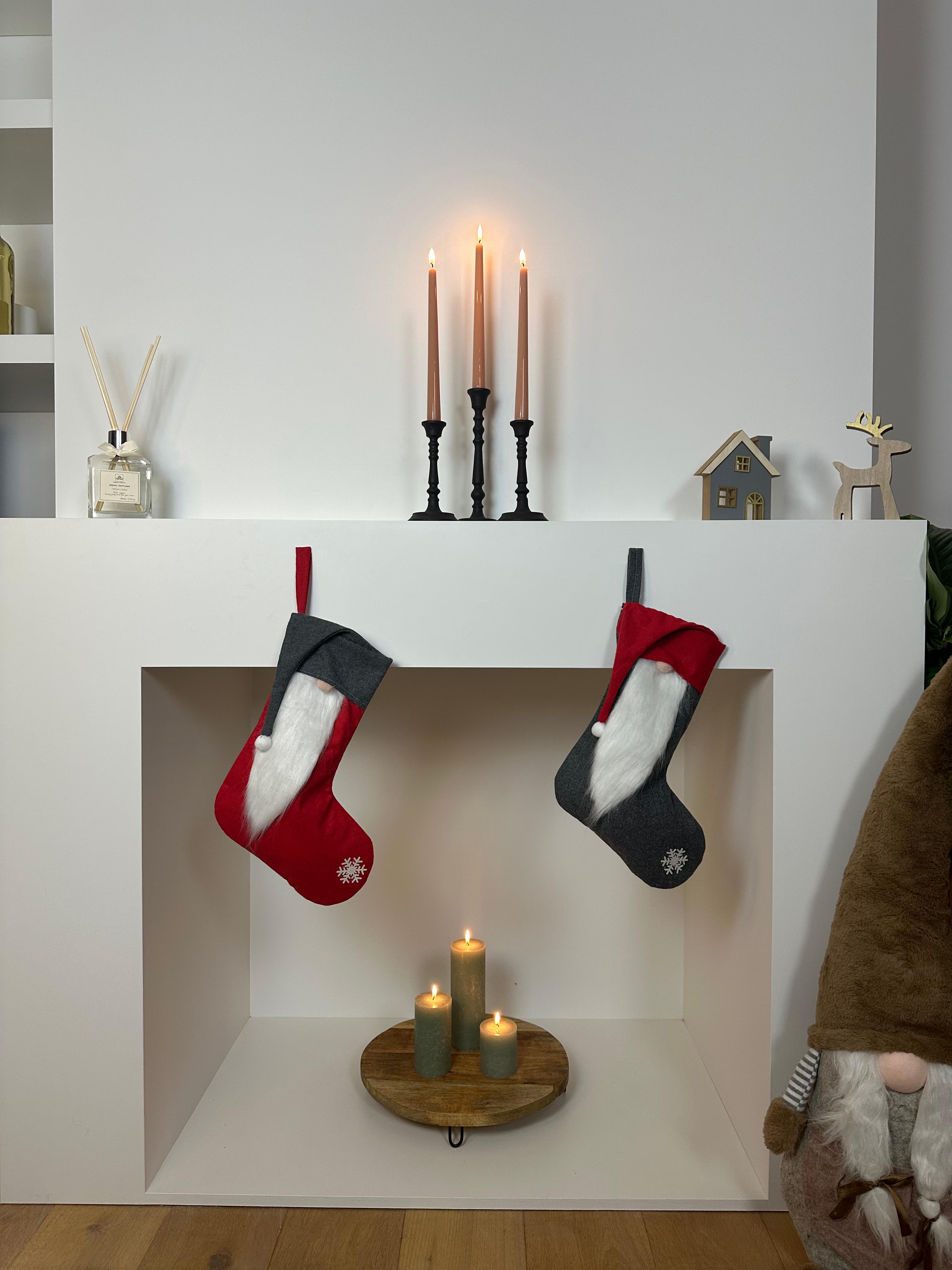 Kerstsok Kabouter lange baard - Rood