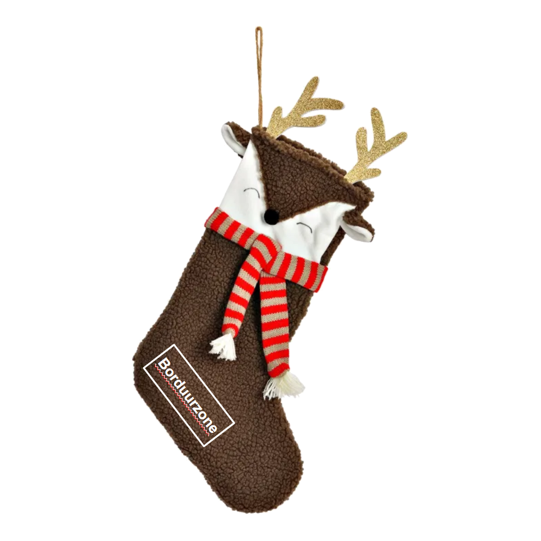 Kerstsok hert groot- Donkerbruin 