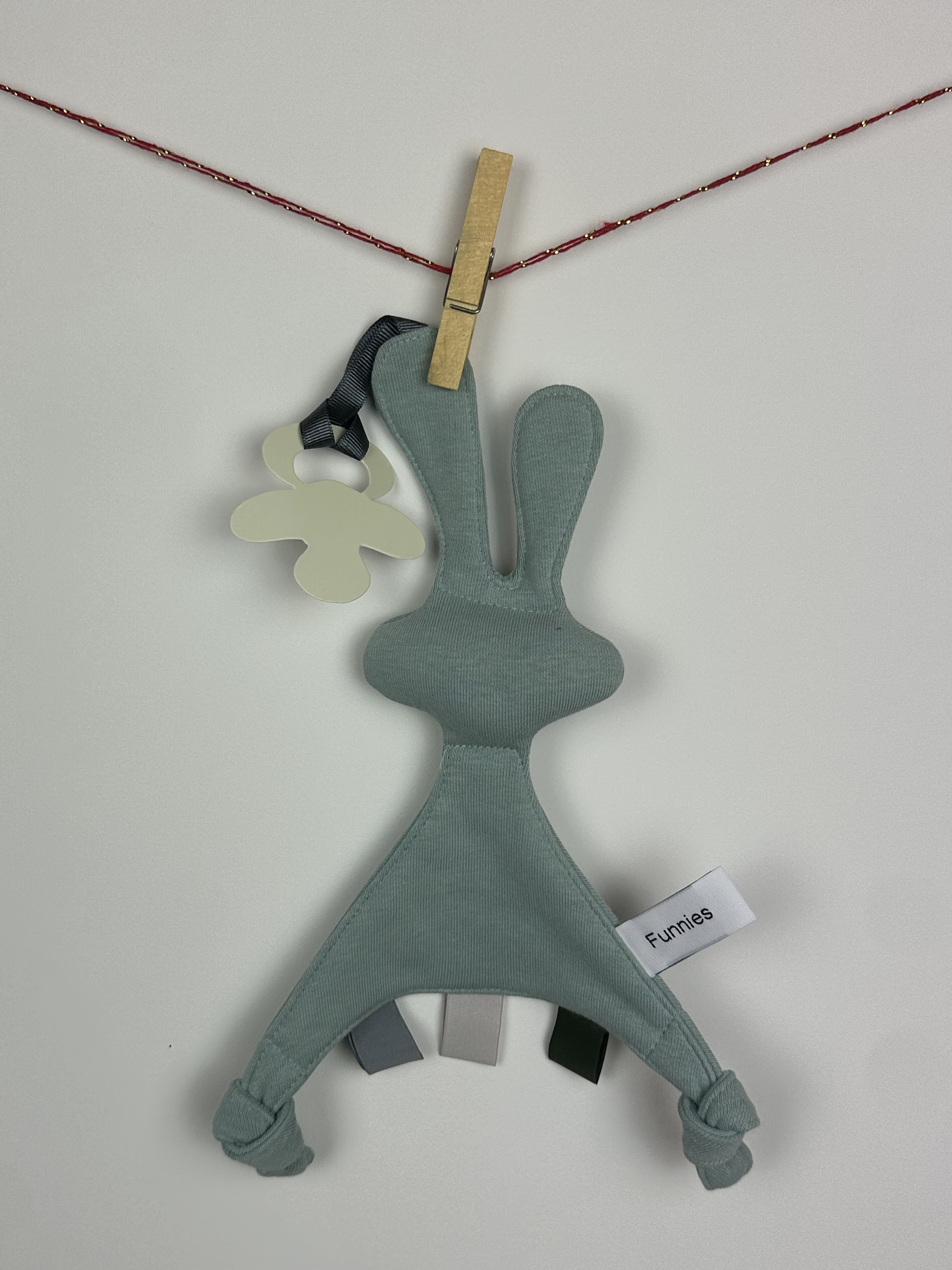 Gepersonaliseerd fopspeendoekje - Konijn saliegroen