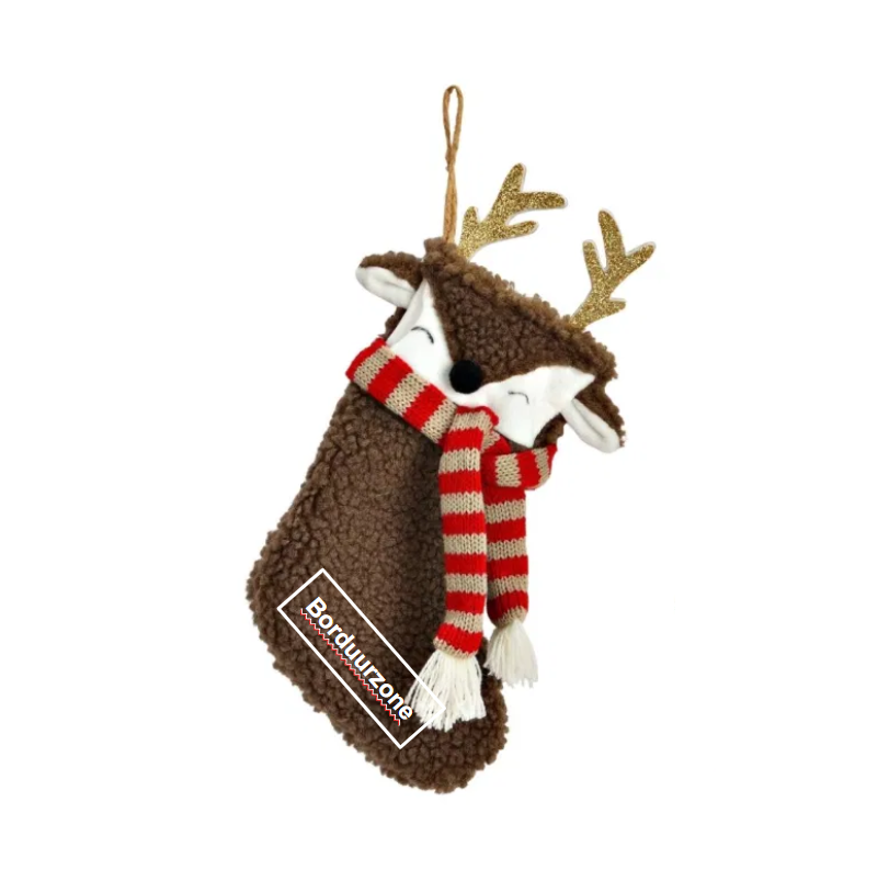 Kerstsok hert klein - Donkerbruin