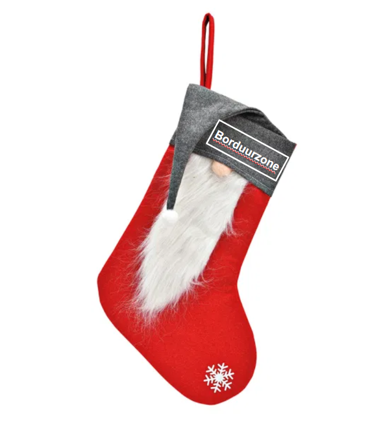 Kerstsok Kabouter lange baard - Rood