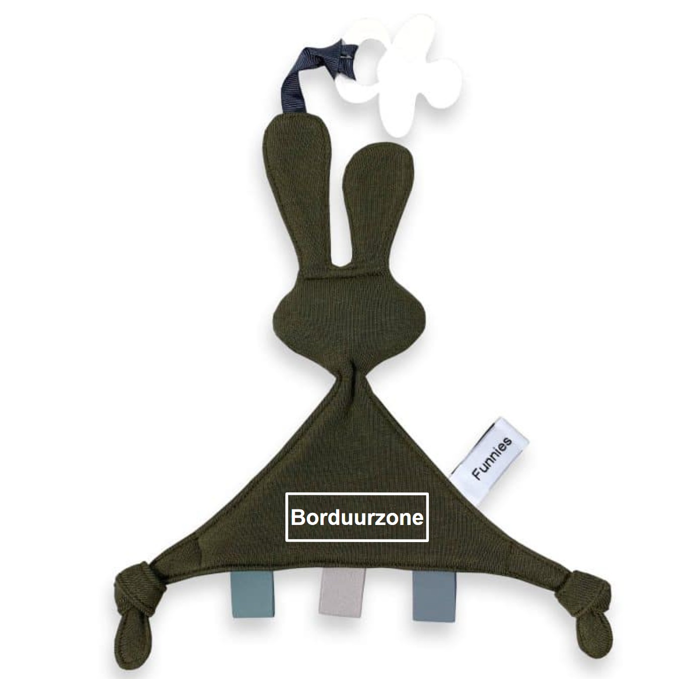 Gepersonaliseerd fopspeendoekje - Konijn olijfgroen