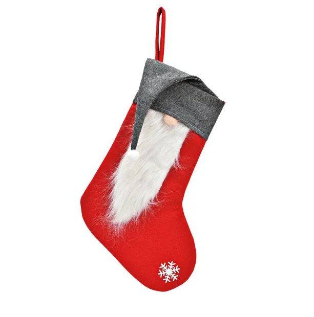 Kerstsok Kabouter lange baard - Rood