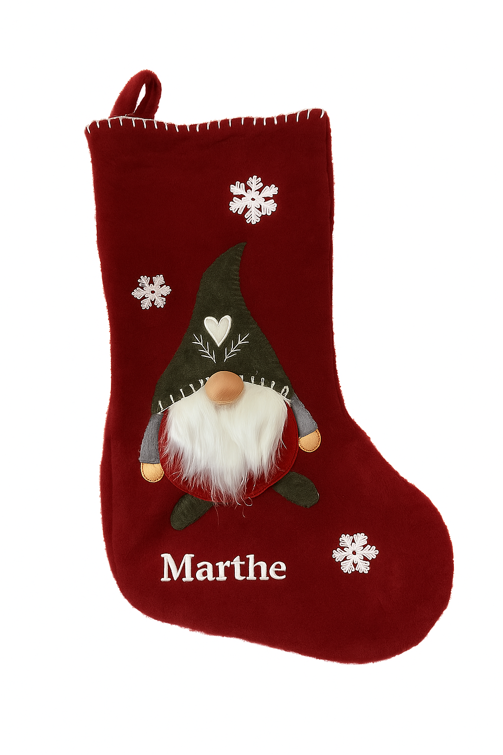 Kerstsok Kabouter korte baard - Rood