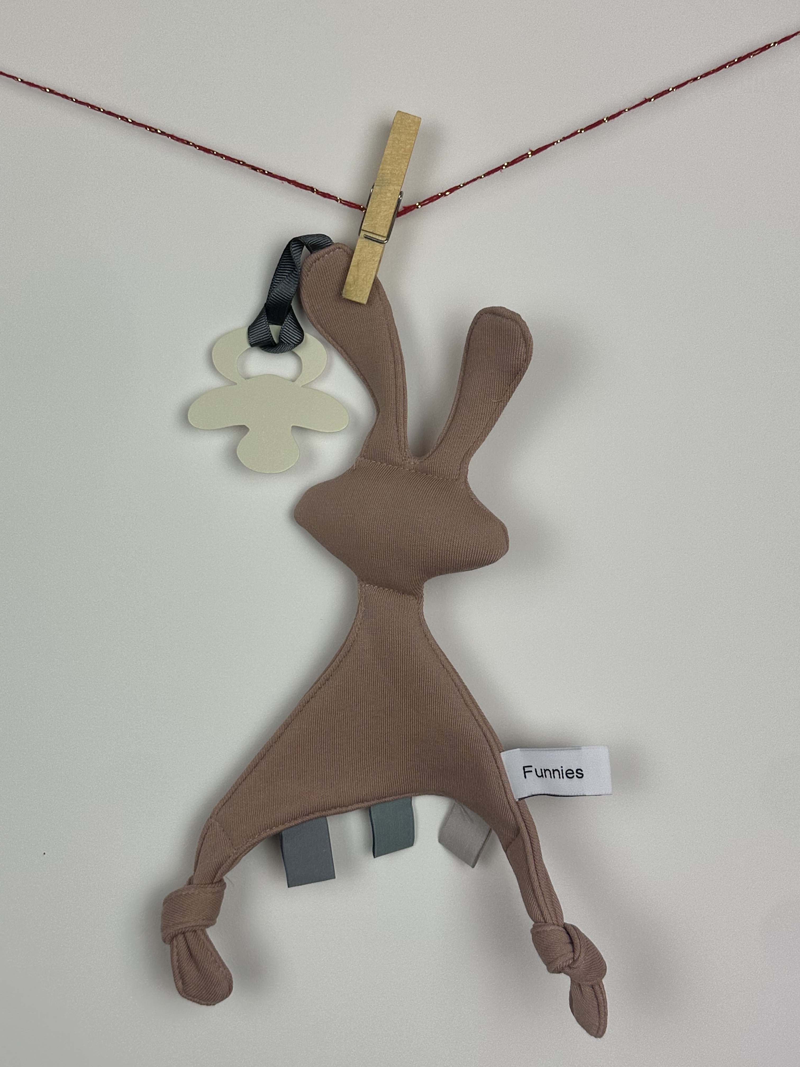 Gepersonaliseerd fopspeendoekje - Konijn zandroze