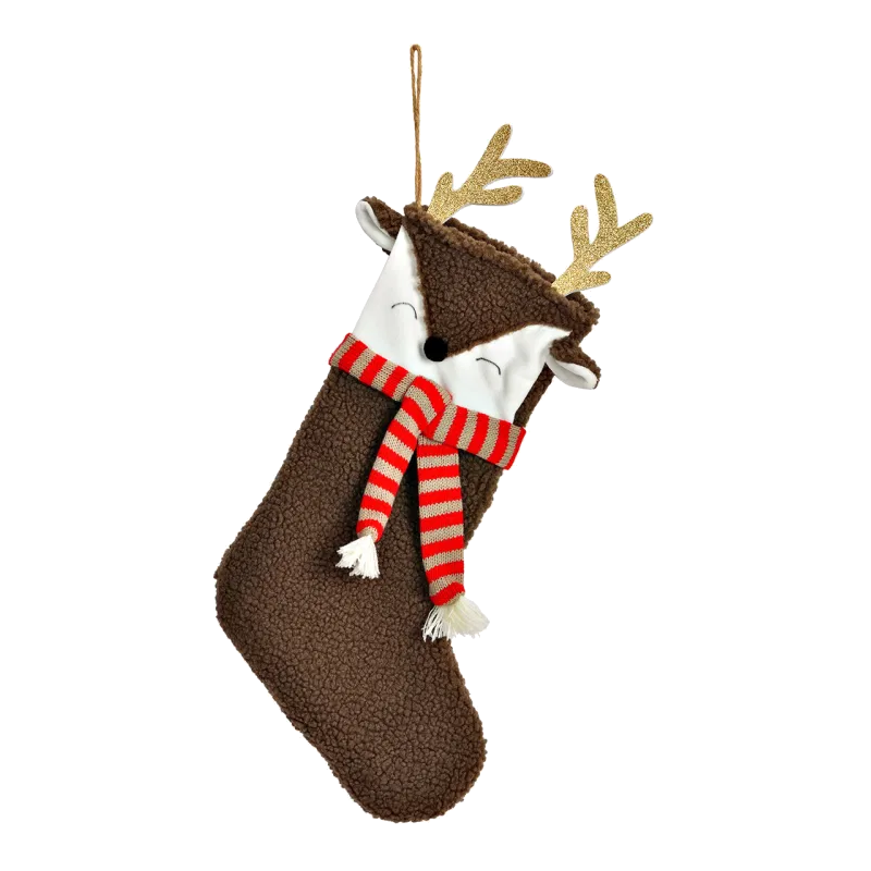 Kerstsok hert groot- Donkerbruin