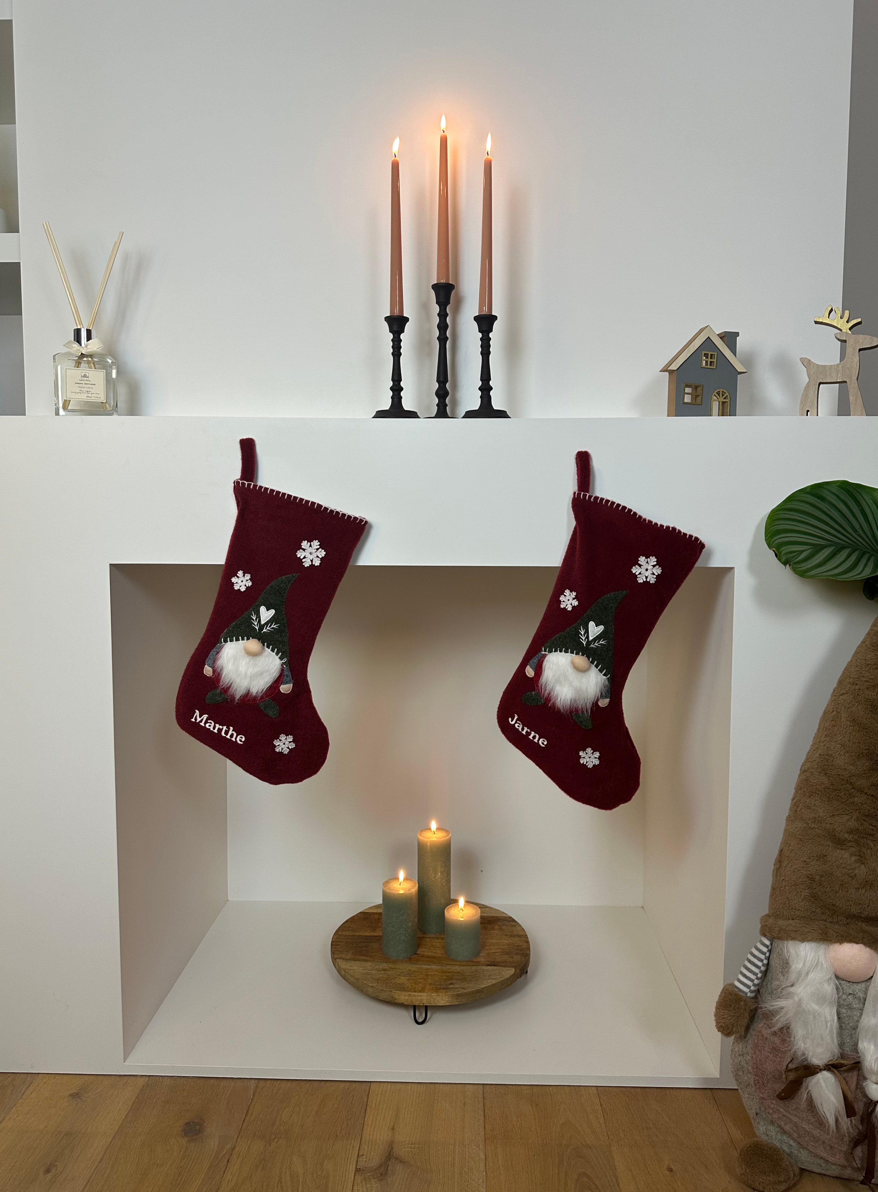 Kerstsok Kabouter korte baard - Rood