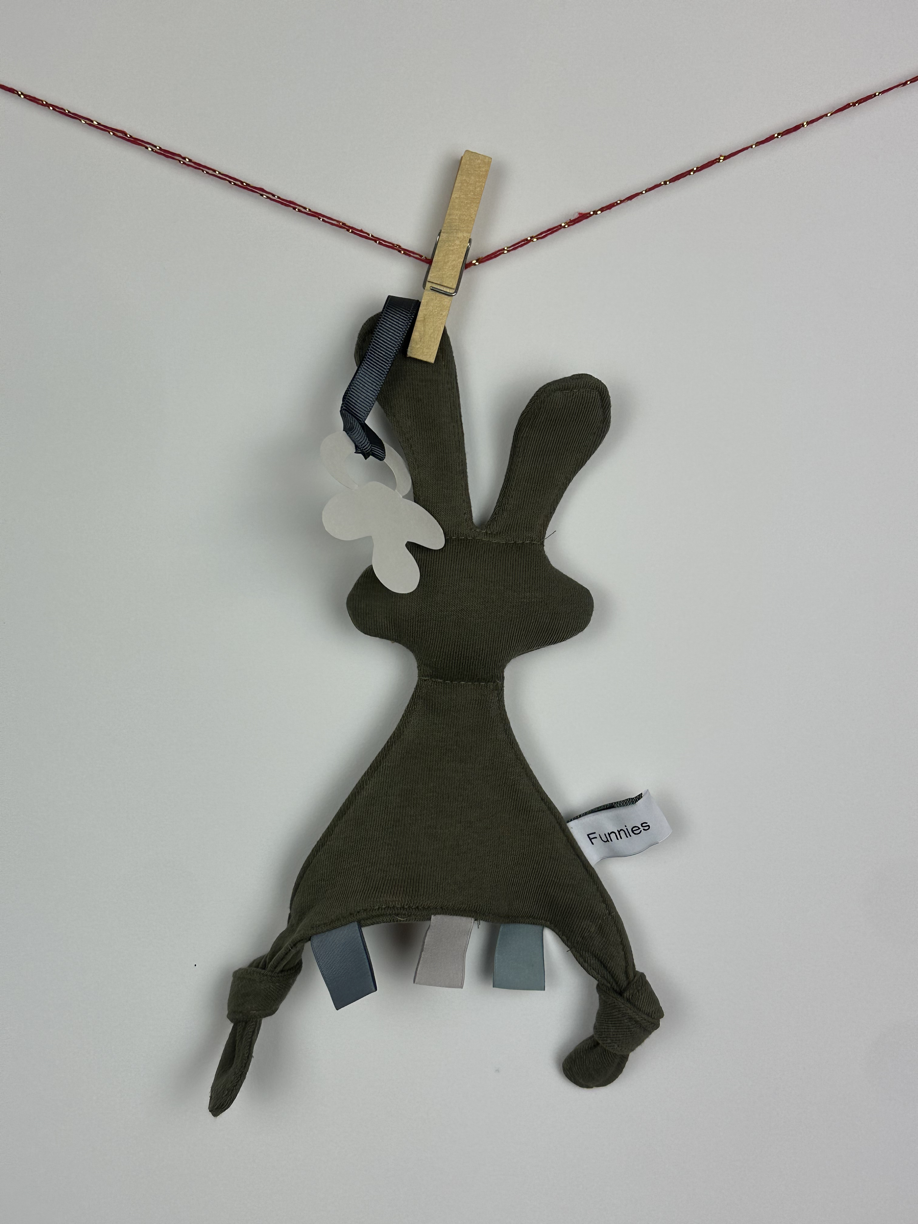 Gepersonaliseerd fopspeendoekje - Konijn olijfgroen