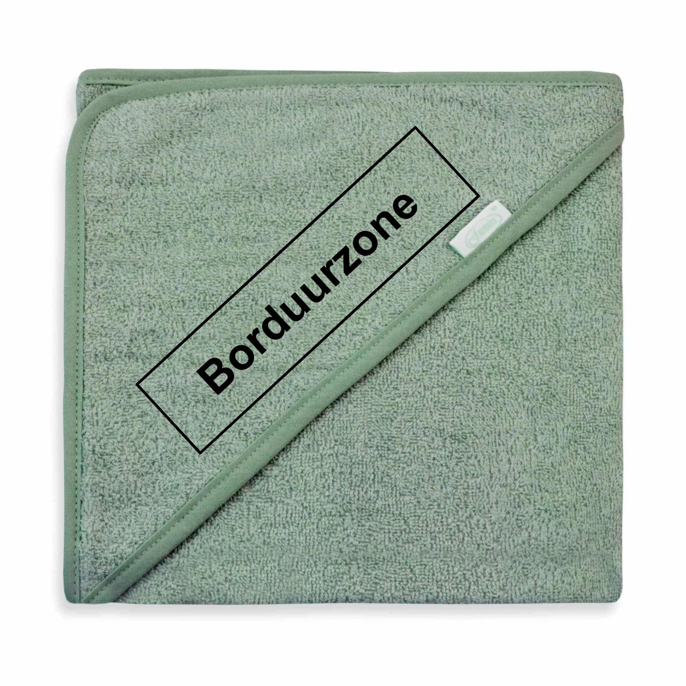 Gepersonaliseerde badcape - Saliegroen (100x100 cm)