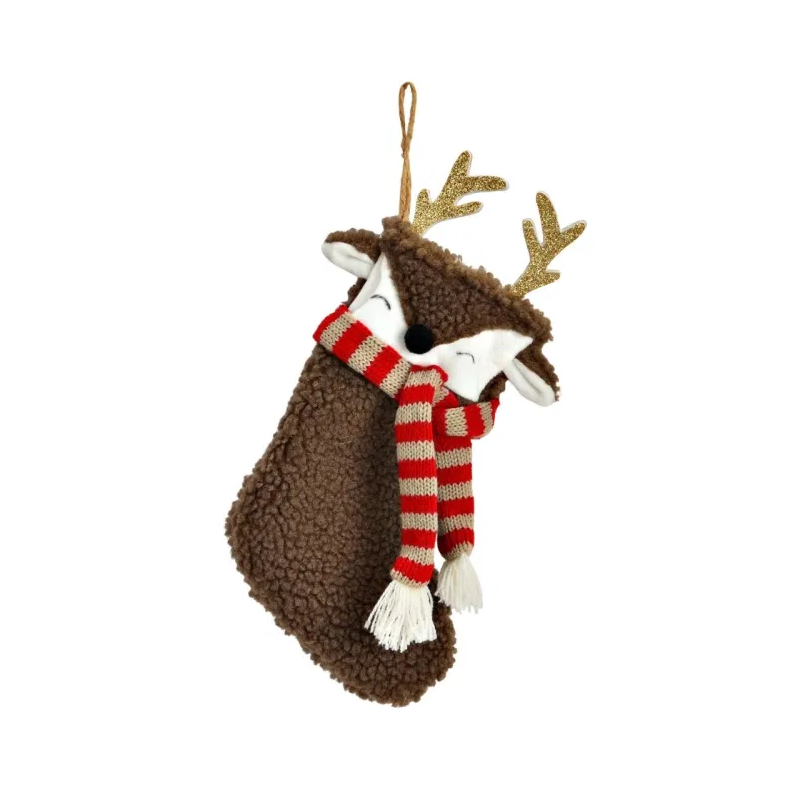 Kerstsok hert klein - Donkerbruin