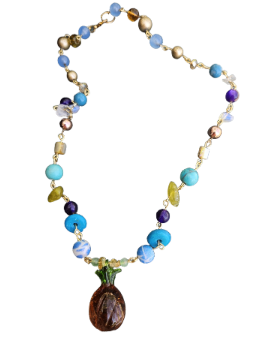 Pineapple Please Upcycled Necklace