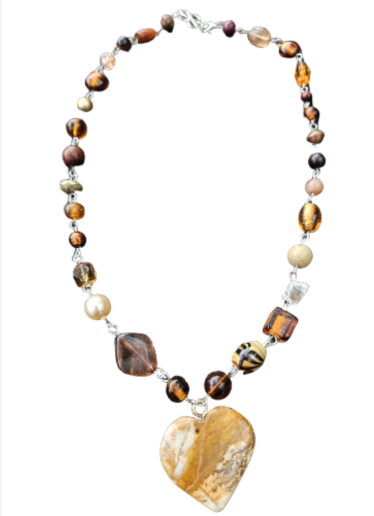 Wishing Stone Handcrafted Necklace with Agate Heart Charm
