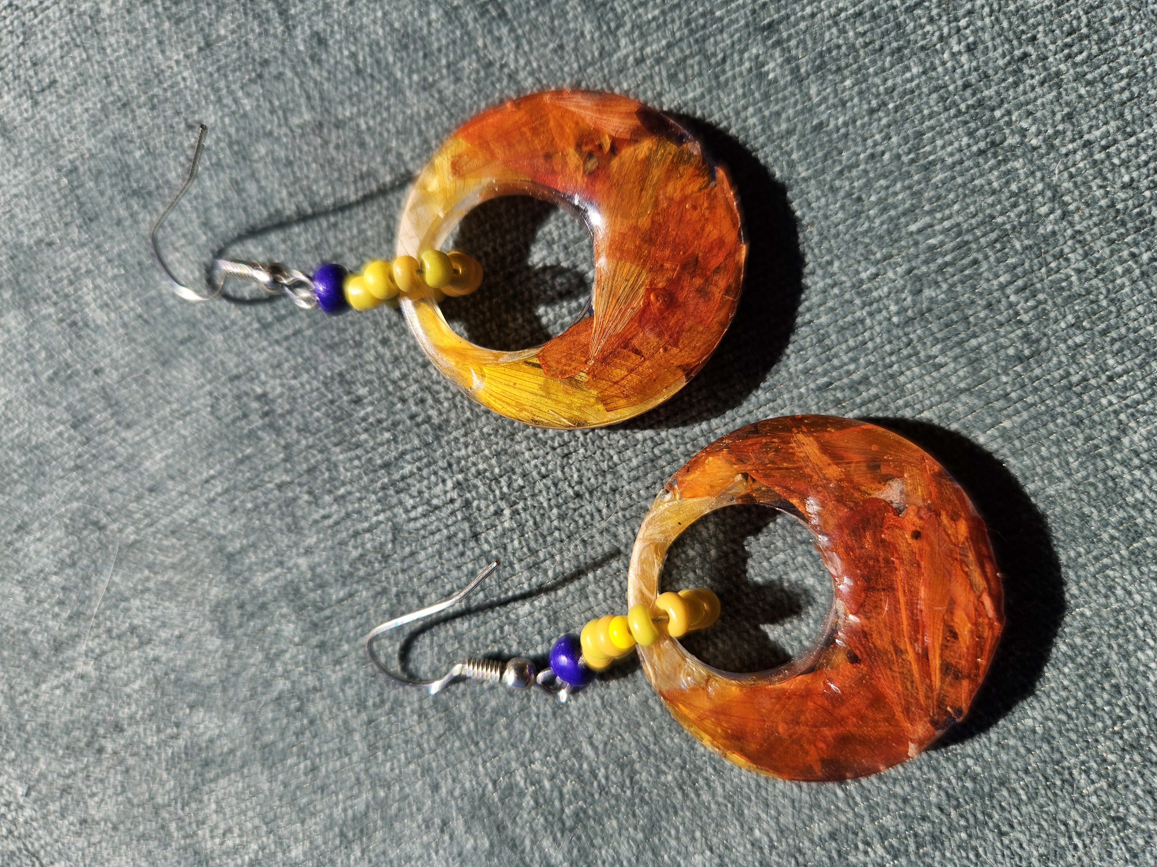 Tropical Sunrise Pressed Flower Earrings
