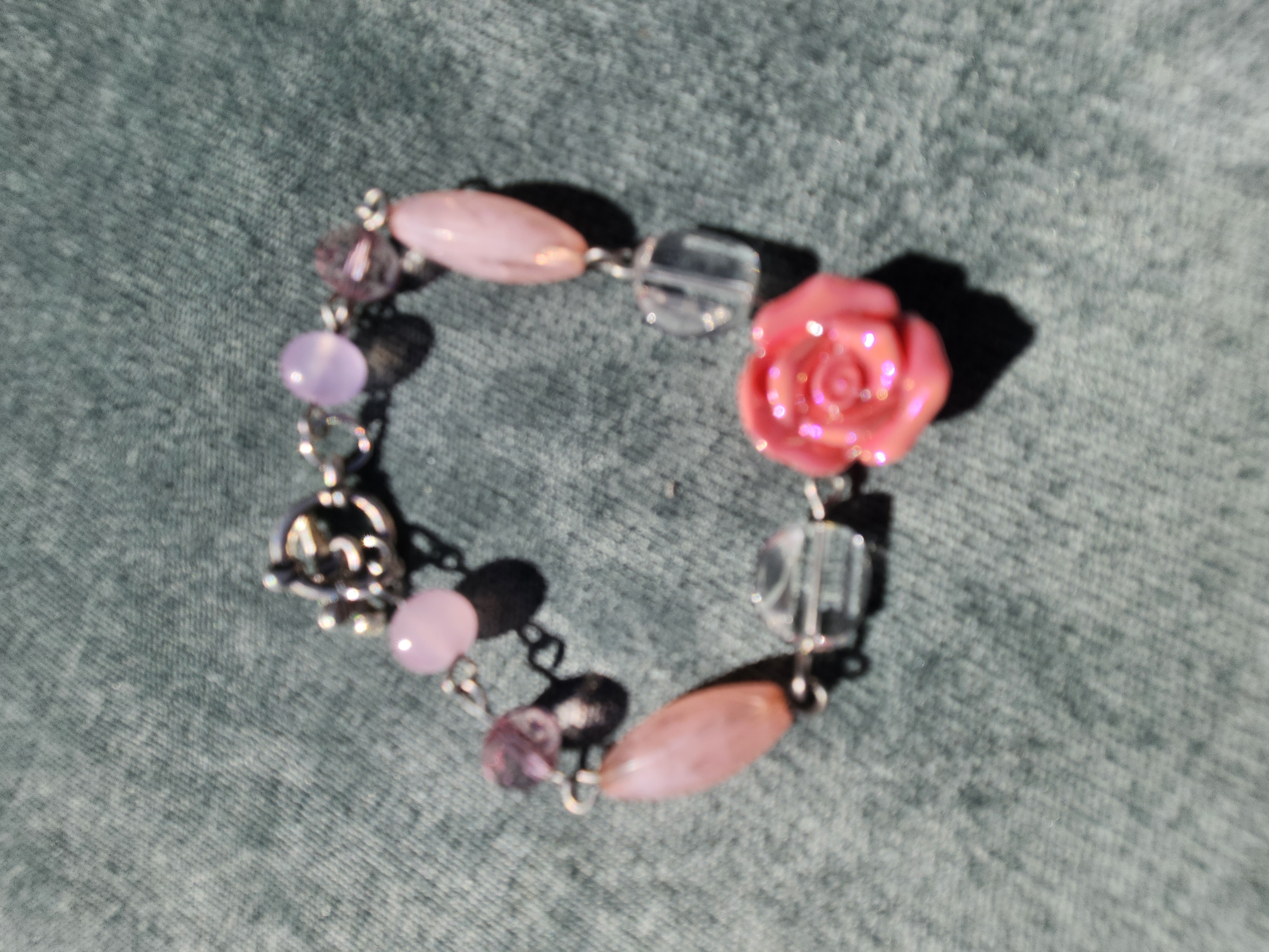 Pink Rose Upcycled Bracelet