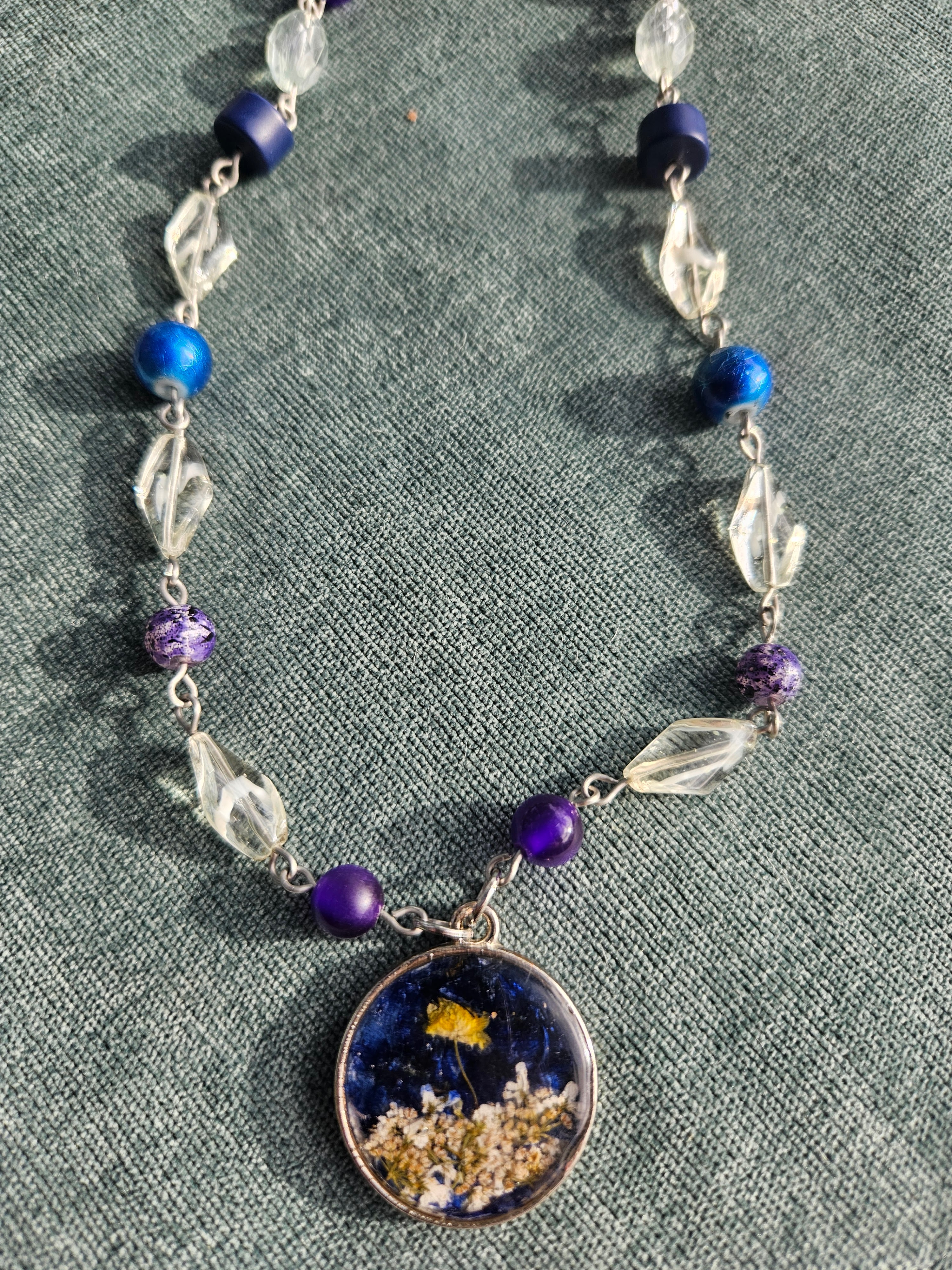 Vitamin Sea Upcycled Necklace with Pressed Flower Charm