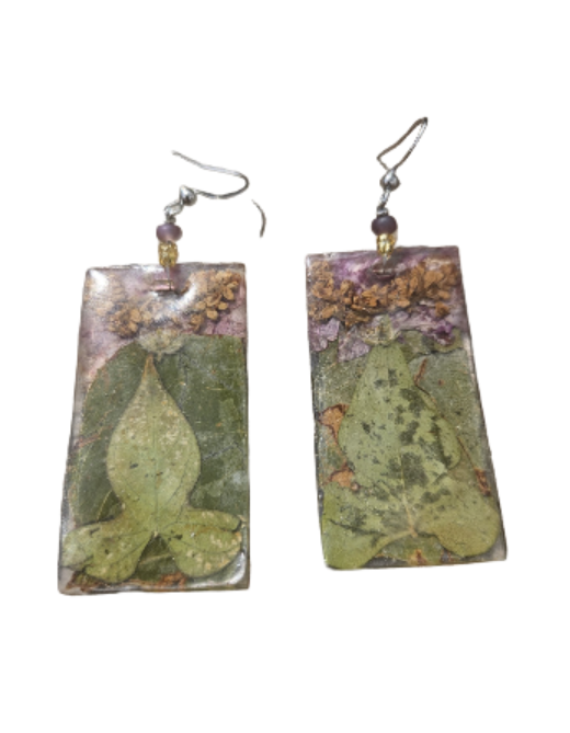 Cottage Core Forest Pressed Flower Earrings