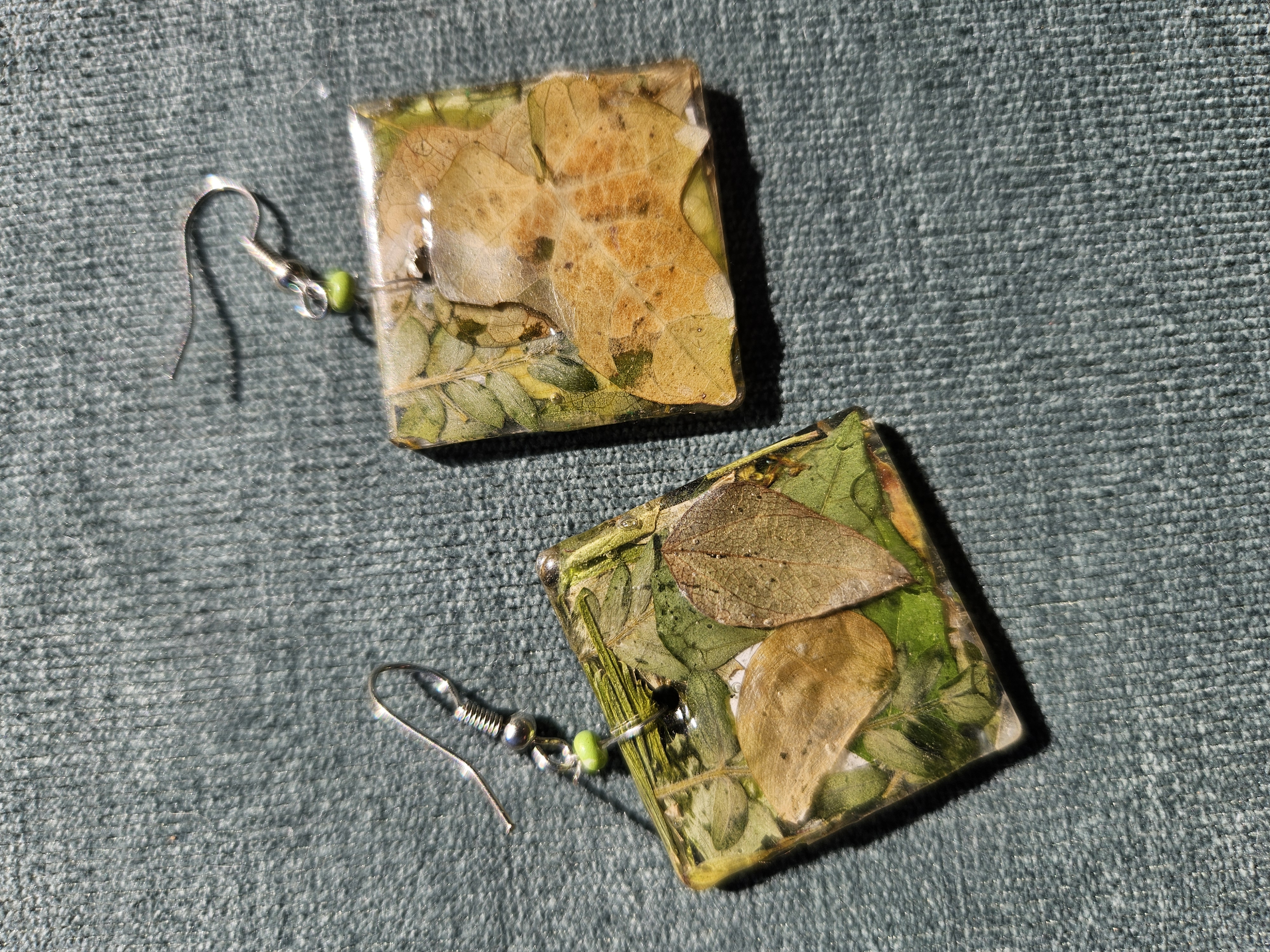 Green Tea For Me Pressed Flower Earrings