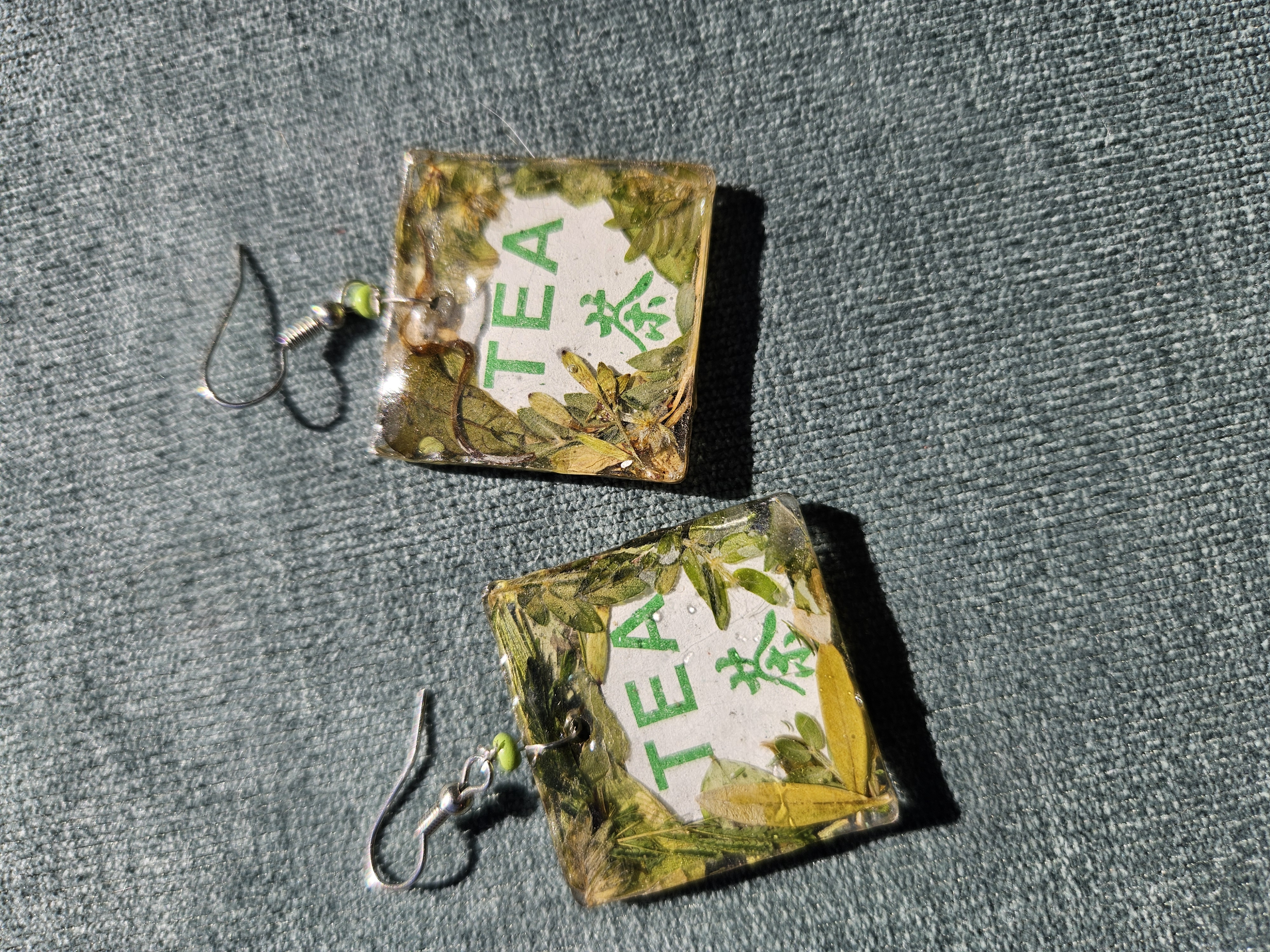 Green Tea For Me Pressed Flower Earrings