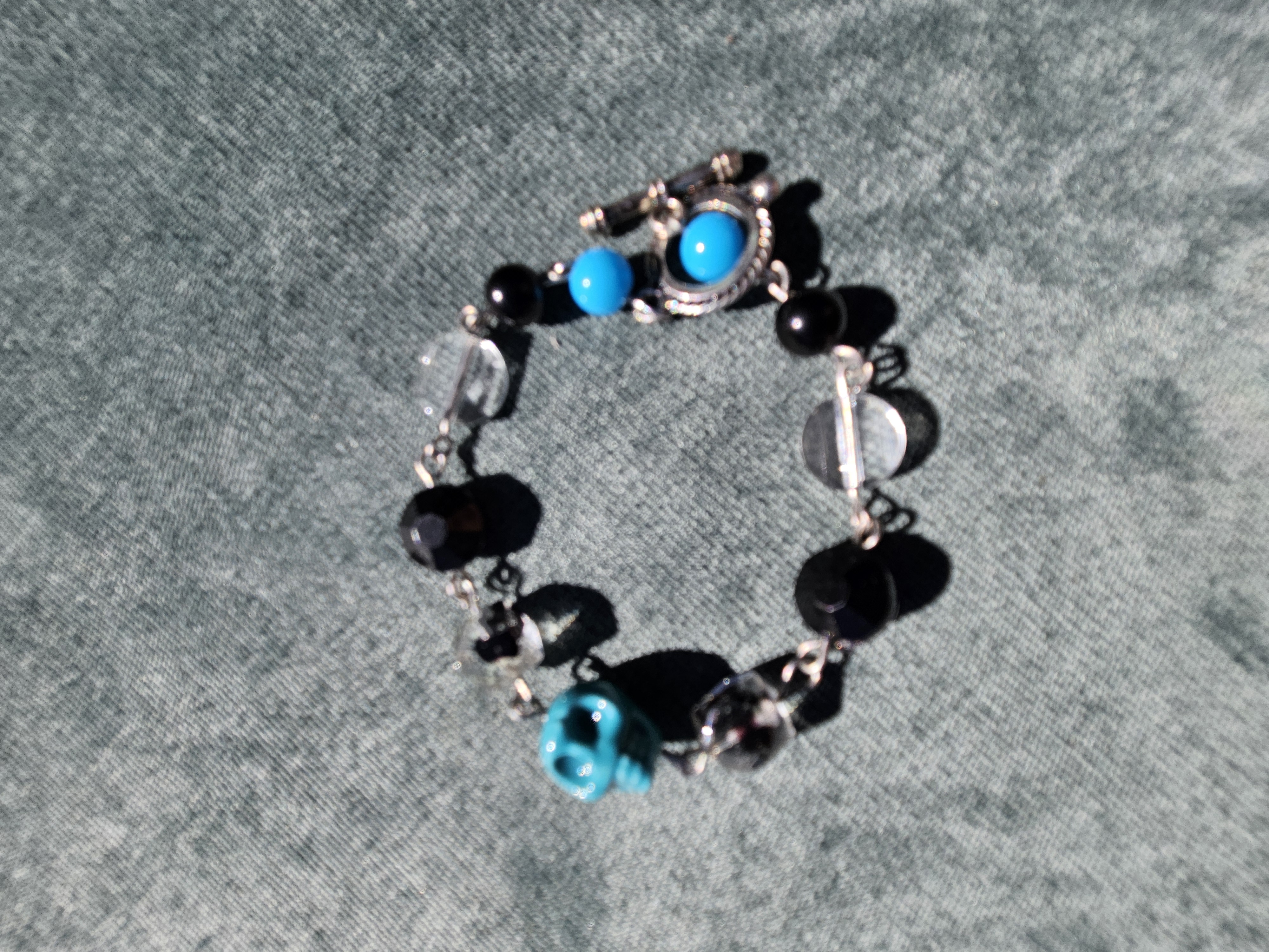 Blue Skull Upcycled Bracelet