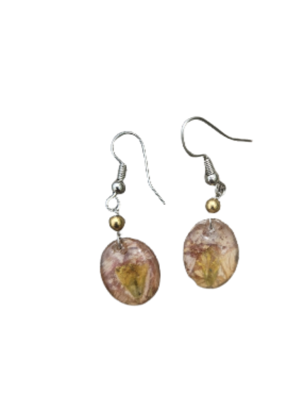 Floral Whimsy Button-sized Pressed Flower Earrings