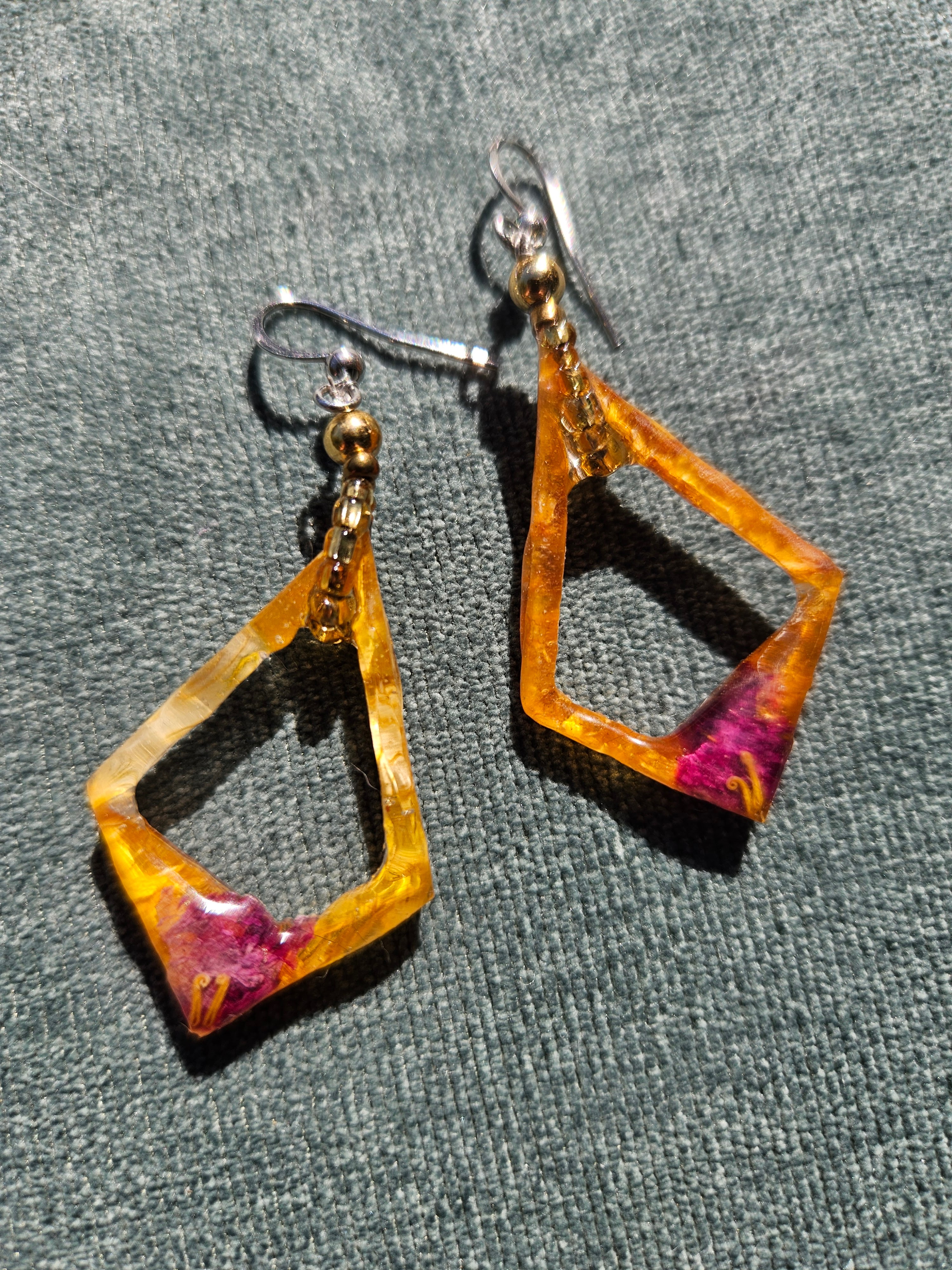 Solar Plexus Chakra Pressed Flower Earrings