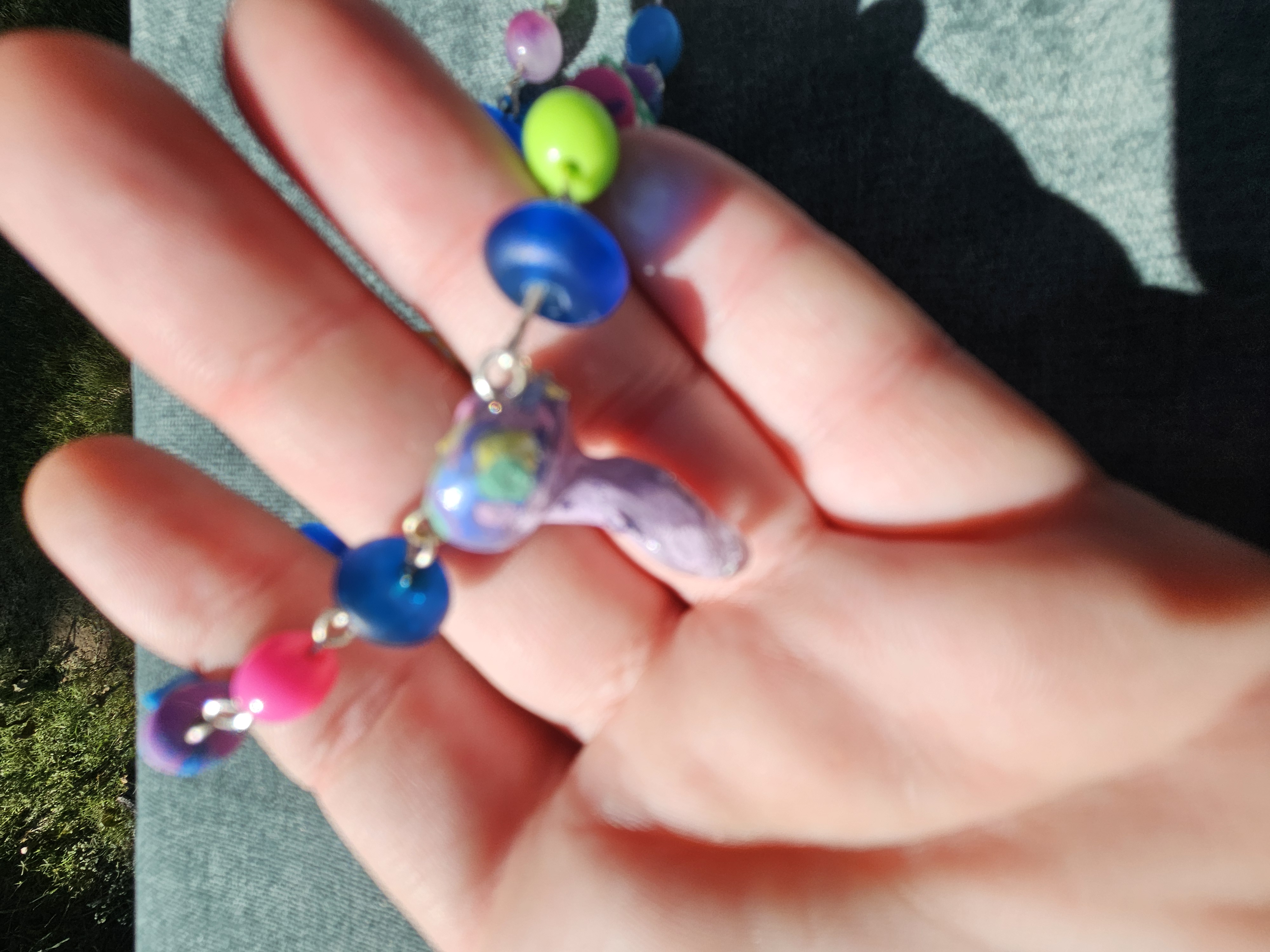 Rainbow Shroom Upcycled Necklace