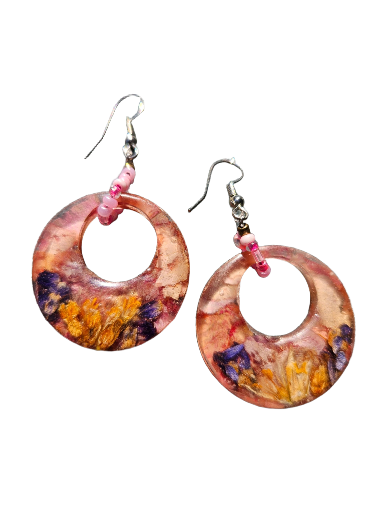 Lady In Pink Pressed Flower Earrings
