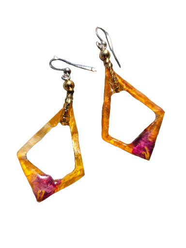 Solar Plexus Chakra Pressed Flower Earrings