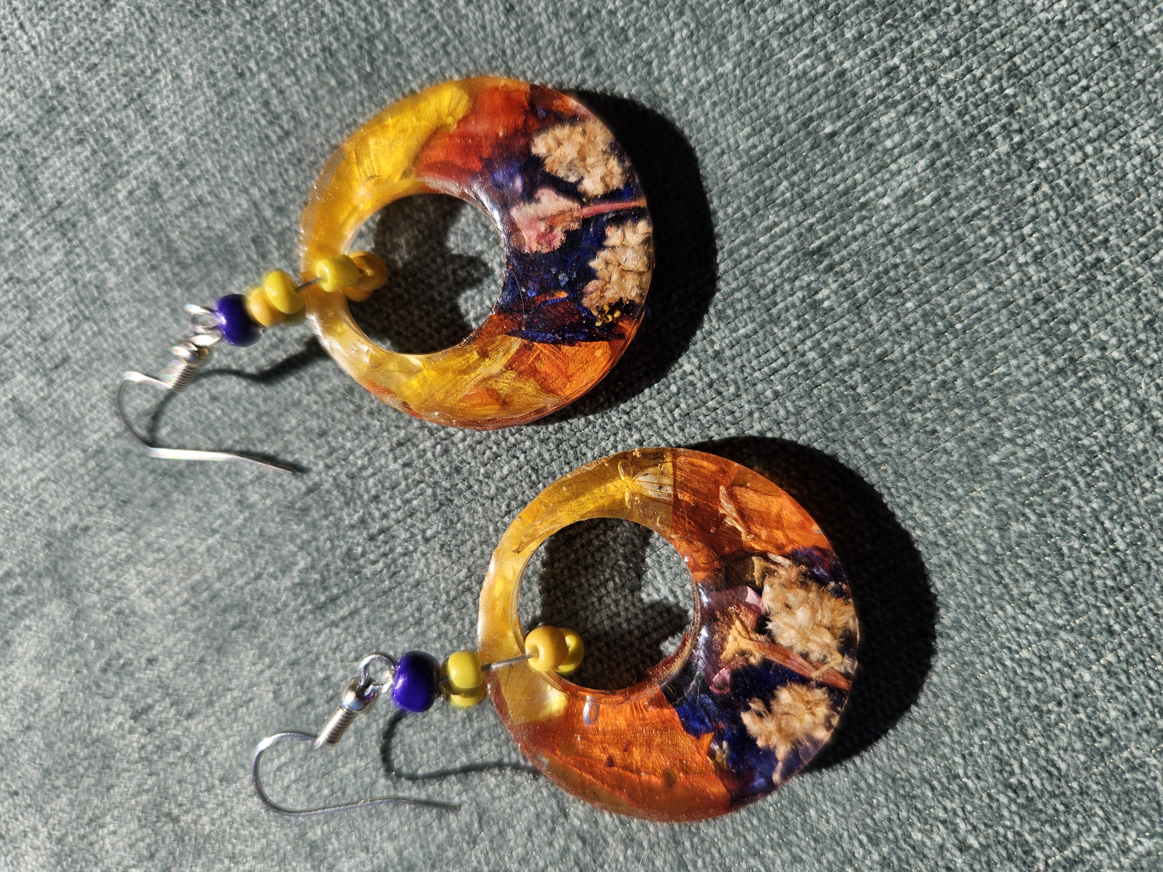 Tropical Sunrise Pressed Flower Earrings