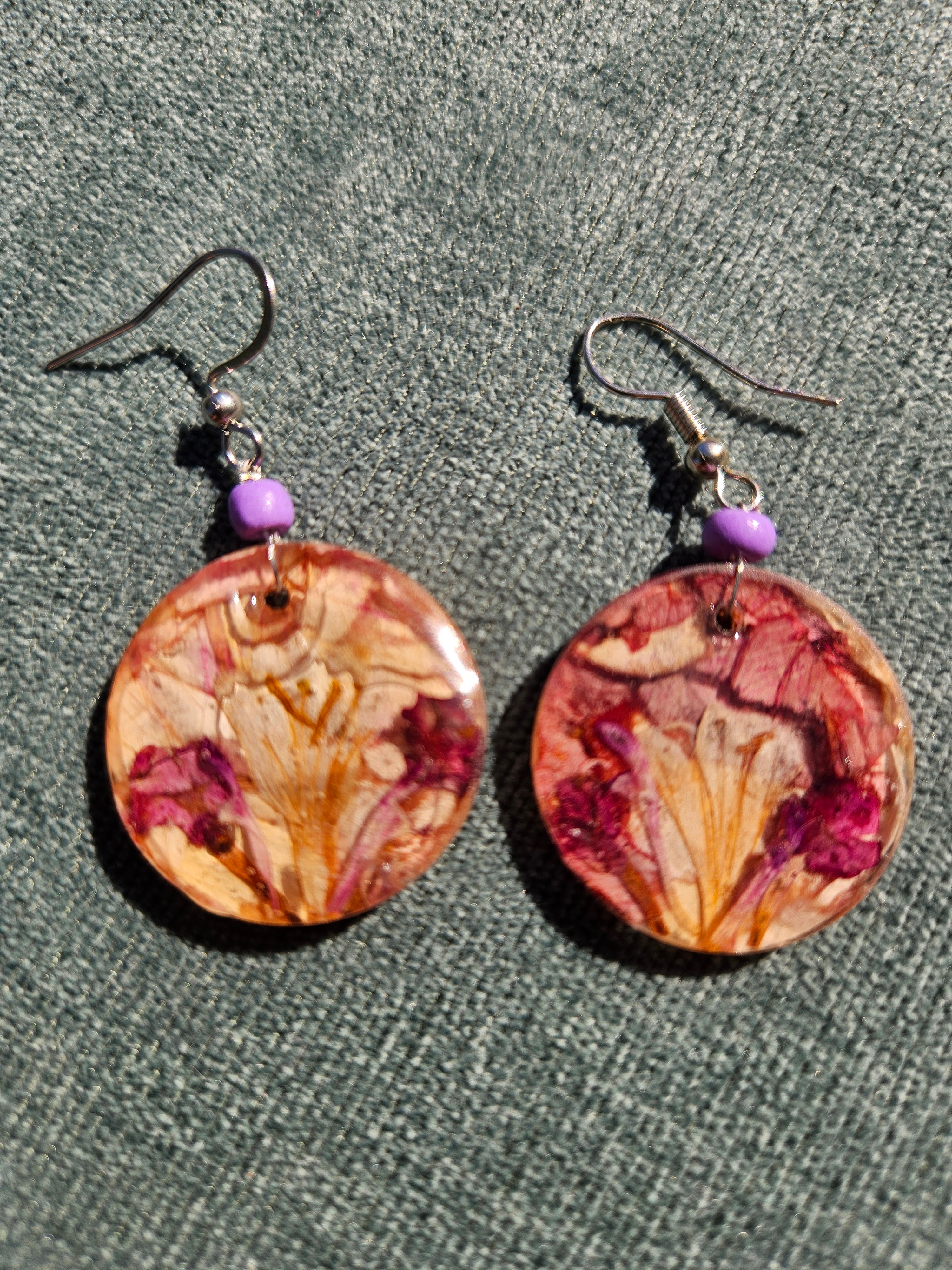 Pink Beauties Pressed Flower Earrings