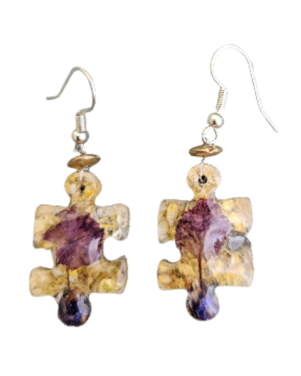 Puzzle Me This Pressed Flower Earrings