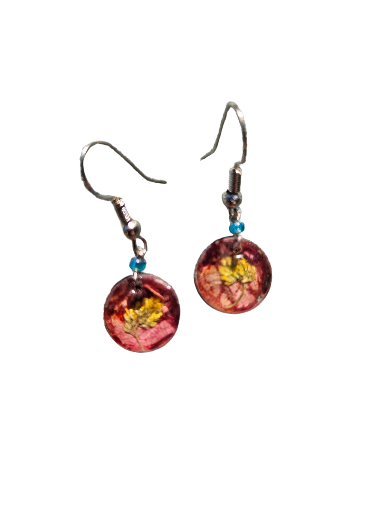 Wildflower Fields Button-Sized Pressed Flower Earrings